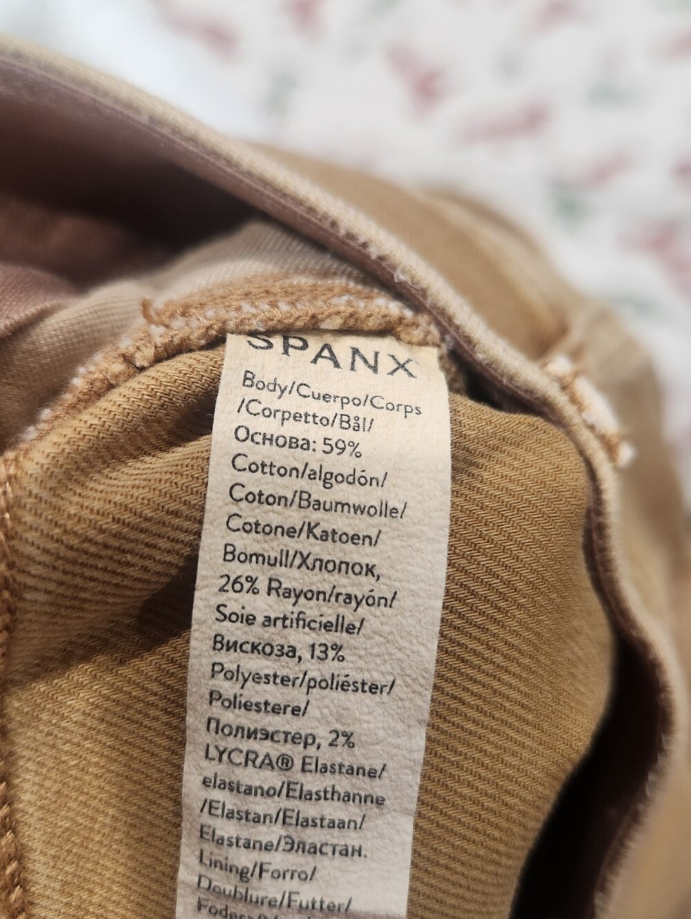 Spanx Stretch Twill Straight Leg Pants Tan Beige Size L - Picture 5 of 6